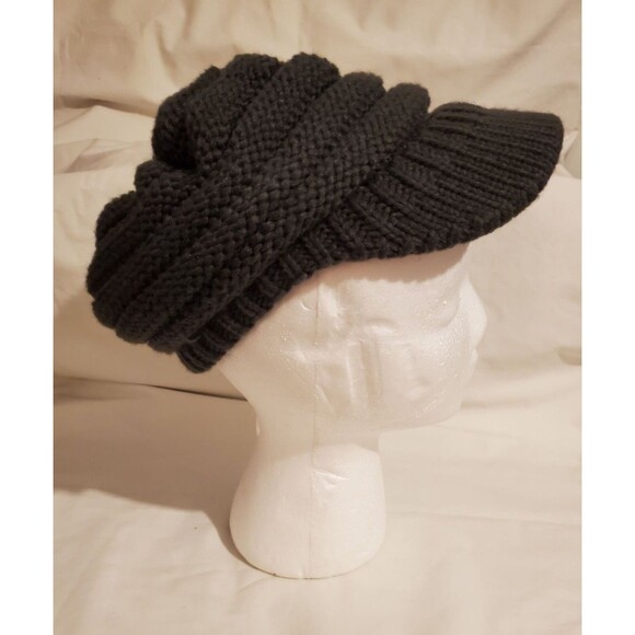 Winter Knit Hat With Brim By C.C - Charcoal Grey Cozy & Stylish 0073 - Picture 7 of 9